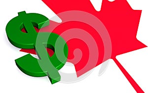 Canadian maple leaf and dollar sign