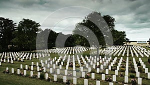 Canadian memorial crosses at a soldier cemetery in France