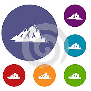 Canadian mountains icons set