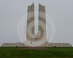 The Canadian National Memorial at Vimy Ridge on a sombre, grey November day