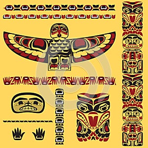 Canadian native art elements in vector photo