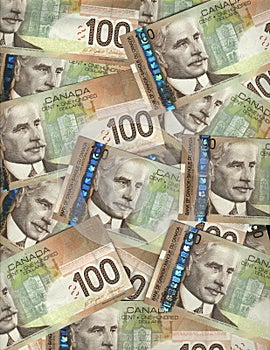 Canadian one hundred dollar bills