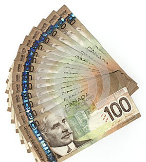 Canadian one hundred dollar bills photo