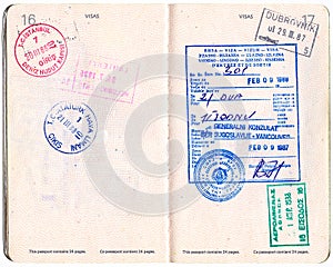 Canadian Passport with Yugoslavian Visa and Stamps