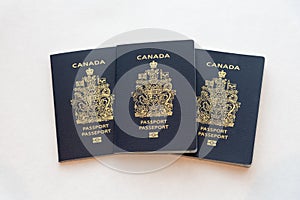 Canadian passports on a white background