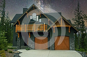 Canadian Real Estate Housing Home House Cabin Night Sky Background