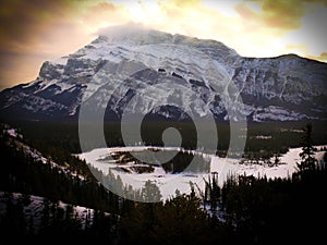 Canadian Rockies at Banff National Park at sunset