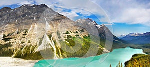 Canadian Rockies and Lake, Banff NP, Sunrise Scenery Panorama