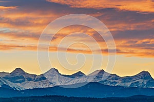 Canadian Rockies Sunset outside Calgary, Alberta, Canada photo