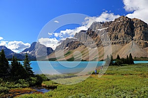 Canadian Rocky Mountains, Banff National Park, Turquoise Glacial Waters of Bow Lake, Alberta, Canada