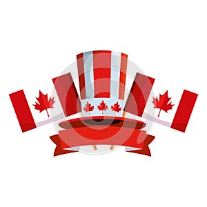 canadian tophat culture with flags frame