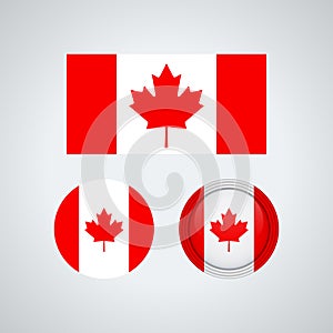 Canadian trio flags, illustration