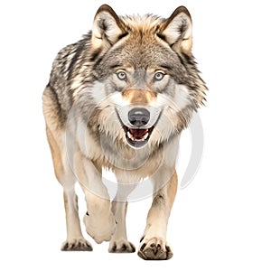 canadian wolf isolated on white.Generative Ai