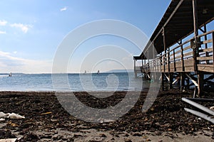 Sea calm skies and docks