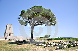 Canakkale, Turkey - June 24, 2011: Lone Pine ANZAC Memorial at the Gallipoli Battlefields in Turkey.