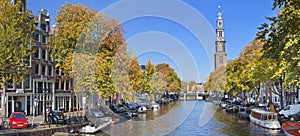 Canal in Amsterdam, The Netherlands in autumn