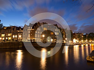 Canal in Amsterdam At Sunset