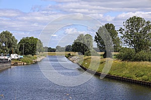 Canal Apeldoorns Kanaal along dike at Hattem