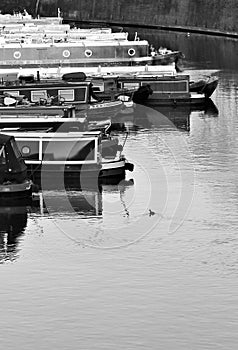 canal barge on canal river- Regents Canal, London