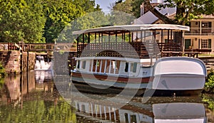 Canal barge on historic C&O Canal waterway