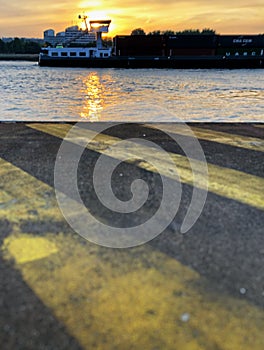 Canal barge sunset