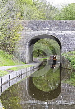 Canal boat near tunnel