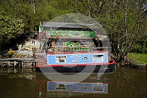 Canal boat at private mooring