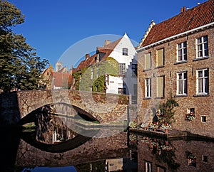 Canal and bridge, Bruges, Belgium.