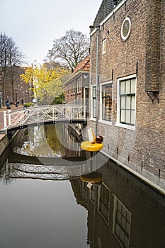 Canal and Bridge in Gouda, Netherlands