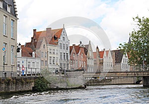 Istoric buildings and Canal of Bruges, Belgium. photo