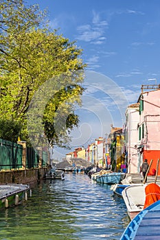 Canal in Burano with bridge