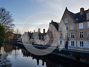 Canal in the city of Bruges, Belgium