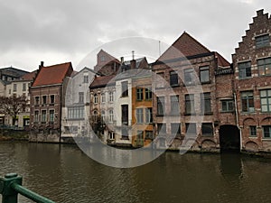 Canal in the city of Bruges, Belgium