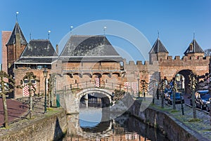 Canal and city gate Koppelpoort in Amersfoort