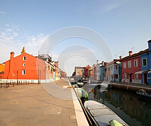 Canal and the colorful houses of the BURANO island near Venice i