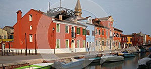 Canal and the colorful houses of the BURANO island near Venice i