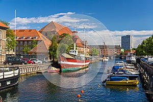 Canal in Copenhagen city center, Denmark