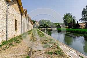canal de castilla used to irrigate the harvest fields, Palencia, Spain photo