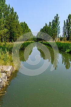 canal de castilla used to irrigate the harvest fields, Palencia, Spain photo