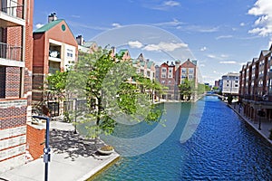 Canal in downtown Indianapolis, the capital of Indiana, USA