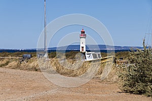 Canal du Midi and Les Onglous lighthouse, Agde, France