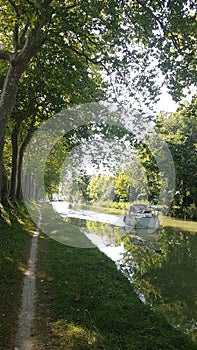 The Canal du Midi, linking the city of Toulouse to the Mediterranean Sea though over 300 km of waterways and locks