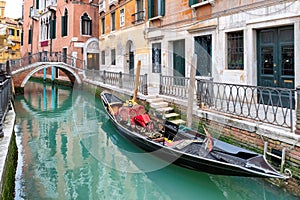 Gondolas is landmarks of Venice, Italy photo