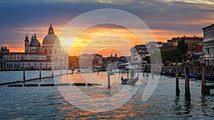 Canal with gondolas in Venice, Italy. Architecture and landmarks