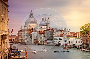 Canal Grande with the iconic dome of the Basilica of St. Mary of