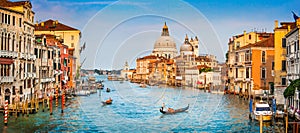 Canal Grande panorama at sunset, Venice, Italy