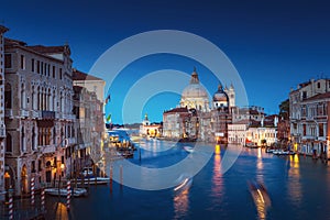 Canal Grande sunset of Accademia`s bridge. Venice, Italy. Venetian background