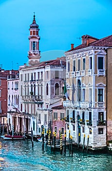 Canal Grande, Venice, capital of the Veneto region, a UNESCO World Heritage Site, northeastern Italy- Situated across a group of