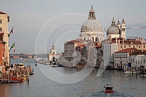 Canal Grande, Venice. The dome of the Basilica of Santa Maria de