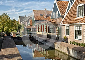 Canal and historic homes in Graft De Rijp, Netherlands